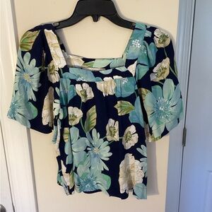 Loft, Floral Square Neck Top, petite small